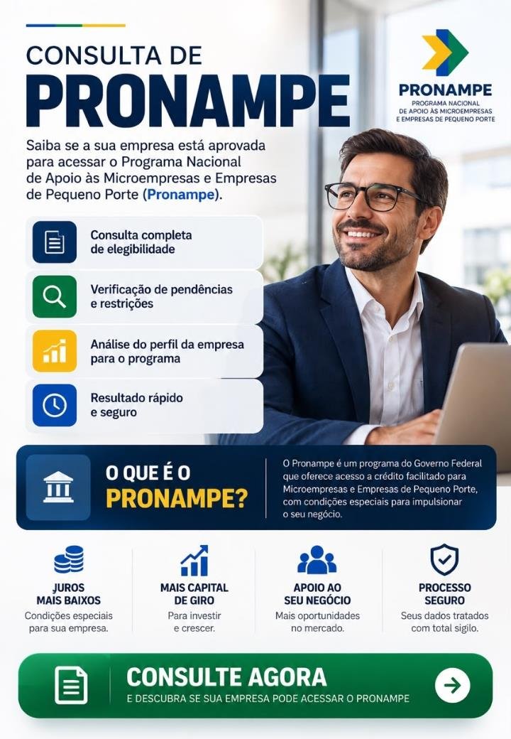 Material informativo sobre o Pronampe